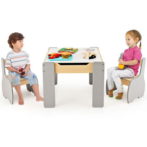 3-Delige Kinderzitgroep van Hout 4-In-1 Kindertafel met 2 Stoelen en Afneembaar Bord Kindermeubelset met Opbergruimte (Grijs) - 23fa654aa1ba1a7a3a19c09aa42ba480b045916a_hy10086gr__il_est_rempli_de_mousse_perl_e_epe_haute_densit_pour_fournir_un_soutien_10_19__5__1_ea90c51a-afab-453e-9be2-bab9d77be74f