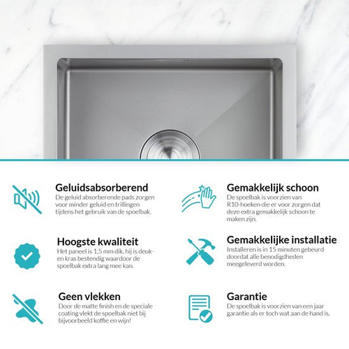 Spoelbak Keuken 45cm x 40cm – Wasbak keuken - Complete Set - 29c8912945e389bce44529b7ef4515db2ac27a16_Enriched_product_image