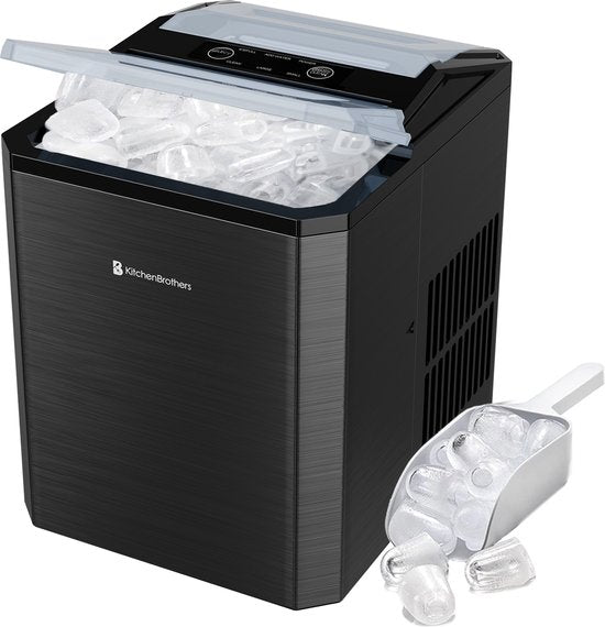 KitchenBrothers IJsblokjesmachine - 1L - Easy Clean + Zelfreinigingsfunctie - IJsblokjesmaker – 12kg/24 uur - Gunmetal RVS - 2b3f6e97af4be57e388335b82bcf7170930af0d2_b1_533cfe37-2b2a-421e-9755-ab1fbcbd8865