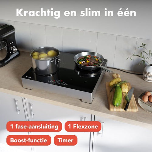 KitchenBrothers Inductie Kookplaat - Vrijstaande Inductieplaat - 60 cm - 4 Zones - 1x Flexzone - 1 Fase - Tot 3500W - Zilver/RVS - 2c12405a08dc28126e625f5610a9decdb32bb434_Enriched_product_image