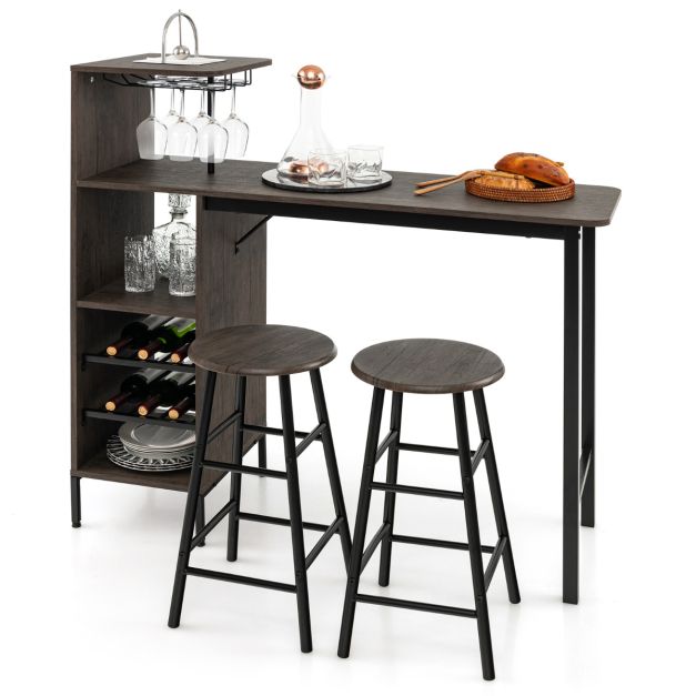 Coast 3-delige Beardic & Stoelset eettafel ingesteld in tegenhoogte Bruin - 33342f46a20d416398aeef2426b00423af56df6c_jv10669bn_4_6_3_delige_bar_tafel__stoel_set_baliehoogte_eettafel_set_bruin_deze_counter_height_2df2ccd0-4319-44fc-8dc6-bef1a0490216