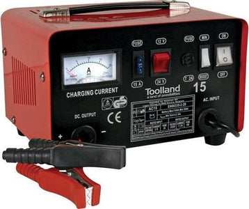 Toolland Acculader 12/24 V, met booster/starthulp 9 A, met thermische overbelastingsbeveiliging, ampèremeter - metalen behuizing, rood - 352148af3e4bae42a279e82ba093606f323e90b2_Enriched_product_image