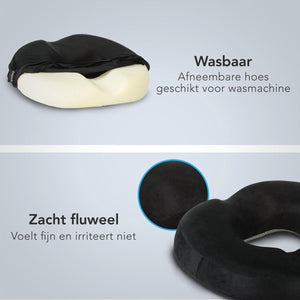 LifeGoods Zitkussen - Ringkussen - Wasbare Hoes - Stoelkussen - Anti-Slip - Zwart - 3592e620-19e4-432b-9f59-d37f2bb407a2