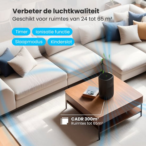 Auronic Luchtreiniger Fresh Pro - Met HEPA 13-filter - 300 m³/u - 65 m² - Koolstoffilter - 3 Standen - Air Purifier - Zwart - 40be16170afbcef48f45cd6ea21cb04c9d1428b0_Enriched_product_image_a8f641f8-52e5-4b12-9037-d5917b7673ac