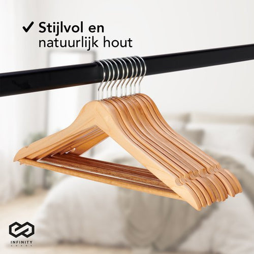 Infinity Goods 30 Houten Kledinghangers - Kleerhanger - Inkeping en Broeklat - Metalen Haak - Volwassenen - Bruin - 4241ddfb35e47269fc0535e0cf1418a19eac7427_Enriched_product_image