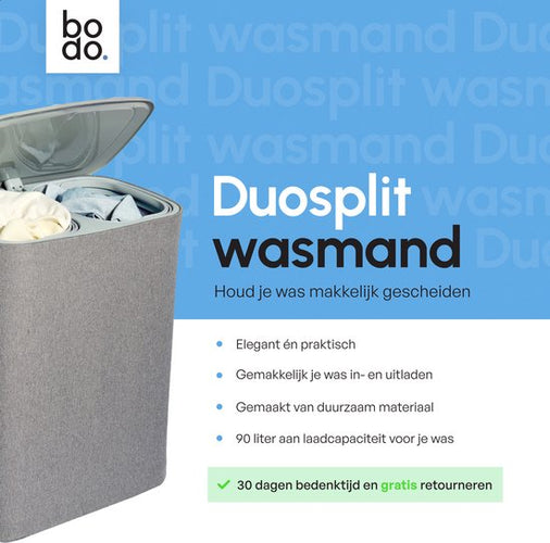 Bodo® - Wasmand Duosplit - Wasmand Met Deksel - 90L - 56x41x69 cm - Grijs - 49f3d1639e4ed6062d7fc6ee6fd3942a69819dbc_Enriched_product_image_019ae2d9-945d-42d4-845f-aca2f5deceb2