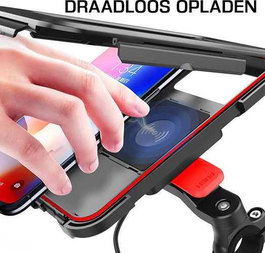 Podec Draadloze Oplader en Telefoonhouder Fiets - 360 Graden Rotatie - Gsm Houder Fiets - Accessoires - Fiets Telefoonhouder - Fietshouder - Ook voor scooter & motor - Draadloos opladen - 4aa64dde5a4a22c17555dbb534d931b757b0dad2_Enriched_product_image