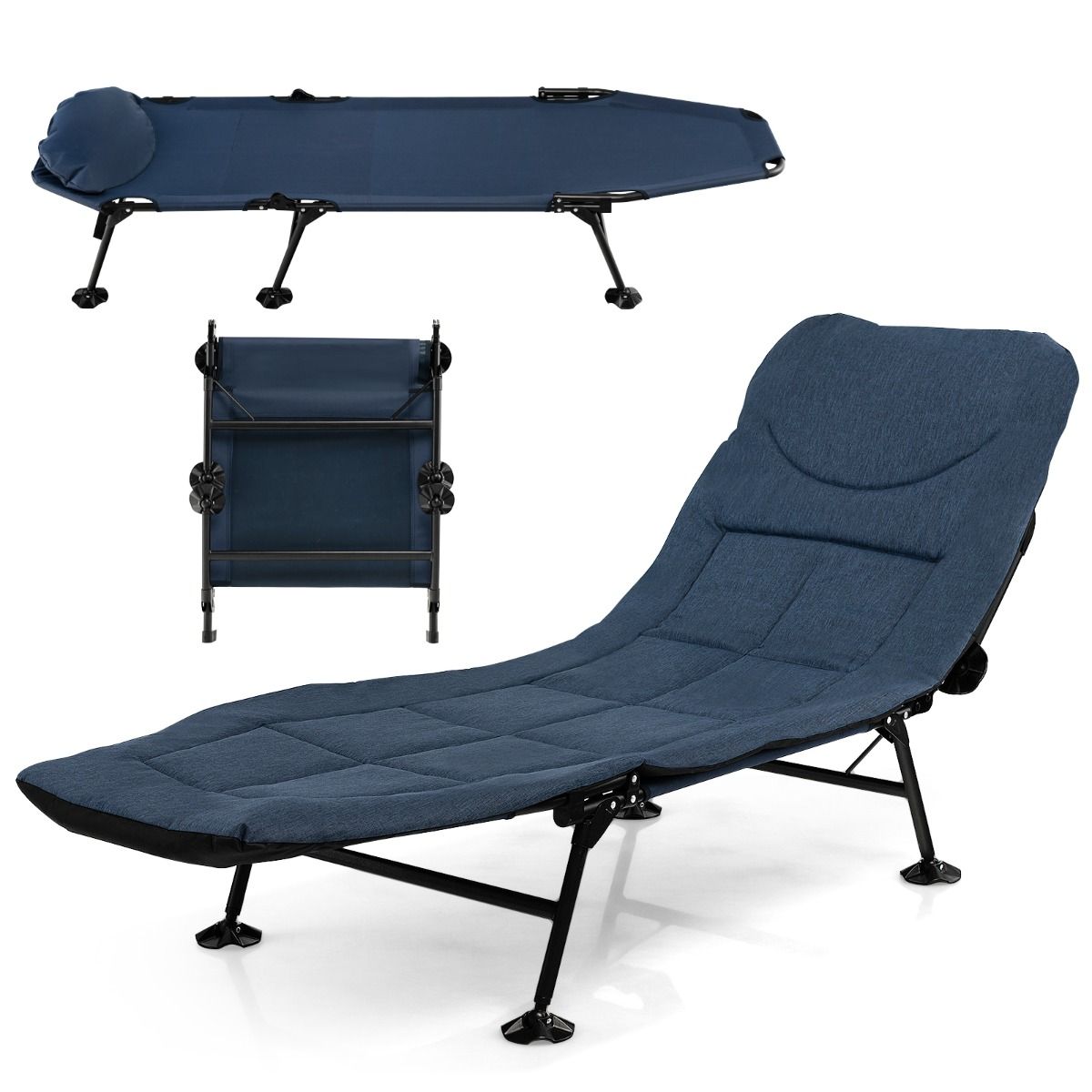 Coast Inklapbaar Campingbed - Licht Draagbaar - Verstelbare Rugleuning - 6,5Kg - Marineblauw - 4d76baf5e0040be9d512d9df535e66a311e44751_np10796ny_kan_in_enkele_seconden_plat_worden_gevouwen_en_vastgezet_met_het_klittenbandsysteem_5_41614c26-f587-4be7-93fe-151434183381