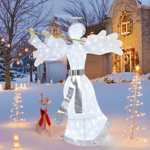 Verlichte Engel Kerstdecoratie – 150 cm Hoog – Wit en Goud – 100 LED Lampjes – Voor Binnen en Buiten - 5368eb787180ff9c0102a24f2e15b8a86080e20e_1_656_170_1