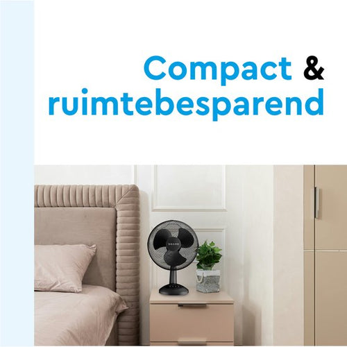 BRASQ Tafelventilator - 30 cm - Zwart - 3 snelheden - Statiefventilator - 40 Watt - 53b9108925c44c0302b8342271d5d7d04e033428_Enriched_product_image_34f49647-ae7f-4b48-a35f-721b964561bb