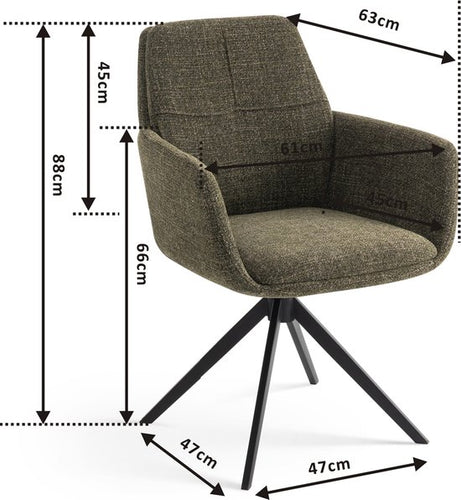Furnihaus Draaibare Eetkamerstoel Milou met armleuning Groen - 54aa62850760cf0073712ed4f4c2038f1929f755_Enriched_product_image