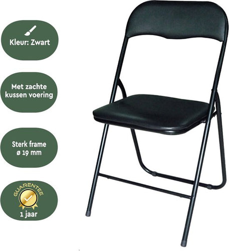 BRASQ Klapstoel Zwart - Vouwstoel - Opvouwbare stoel 43x38x78 cm - PVC - Eettafelstoel - 55d9cb2400e3e08c028fb894aae1d2d51b672de0_Enriched_product_image