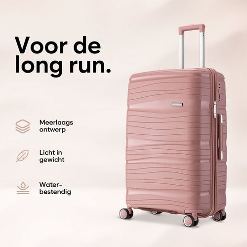 SKYCASES Travelin' Charm - 28-inch Grote Reiskoffer - Cijferslot - 41x24x69 cm - 98L - Lichtgewicht, Waterdicht & Duurzaam - Roze - 5a8f0be7050f05a82f939d45696dd00969042248_Enriched_product_image