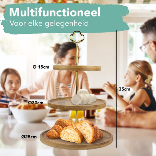 Nimma® Etagere - 3 Laags Serveertoren - Taartplateau voor High Tea - Fruitschaal - Bamboe Hout - 5e8a0eed-fa02-4be0-817d-ec356d7e4197