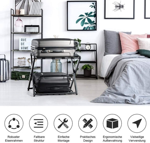 Coast set van 2 standaard bagagerekken - Dubbellaags bagagehouders - Max. 60KG - 68 x 43 x 58 cm - Zwart - 61feafbc3a514b5280fbe83b511753c26d7d2642_492108291_1