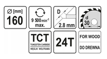 YATO Cirkelzaagblad Ø160 mm - 24 T - binnendiameter 30 mm - 65144d34-b286-41c2-bab2-ab19a4da3b7d_802f606b-7327-4d99-865f-237f62bb289f