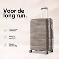 SKYCASES Travelin' Charm 4-delige Trolleyset – Handbagage & Check-in Koffers – 32L/60L/98L – Cijferslot – 360° Geruisloze Wielen – Lichtgewicht & Stevig – Modern Design - Champagne - 68def2d0addaad6cd31154646d281364dd4adf85_Enriched_product_image
