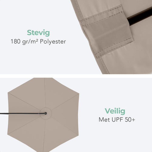 LifeGoods Zweefparasol - tot 8 Personen - Ø300cm - Waterdicht - met Hoes en Kruisvoet - Tuin of Strand - Crème - 6aec4ee5-1ab2-4e96-8f22-695564868c7c_b354572f-0a42-4d3c-a21c-444ec05add2c