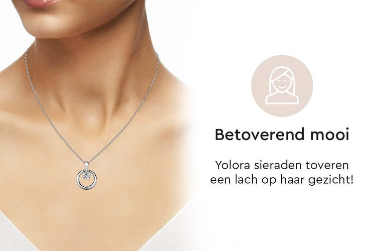 Yolora Dames Ketting met Ronde Hanger - Kalpa Camaka Kristal - Zilverkleurig - 18K Witgoud Verguld - Vrouwen Collier Zilver - Sieraden - Halsketting - Luxe Giftbox - Geschenkdoos - Cadeau doos - Exclusieve Geschenkverpakking - Mooie Cadeauverpakking - 6da5b374-5630-49f0-9125-db3f3e9830a6_ce559750-0fd1-4fcf-bde7-d657a65ac469
