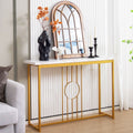 Coast Marmerlook Bijzettafel met Metalen Frame - 120 x 30 x 80,5 cm - Wit + Goud - 6e1661f9e18b5b9da51a7d1843ded735f9feac7e_jv10993whkonsolentisch_beistelltisch_eingangstisch_couchtisch_console_table_akzentisch_sideboar_be7d7489-9557-425b-ae12-080df8d3068a