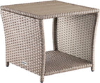 Casaria Polyrattan Bijzettafel - WPC Tafelblad 45x45x40cm – Beige - 72d96aa0-b778-4e3e-acd1-168de66bf49e