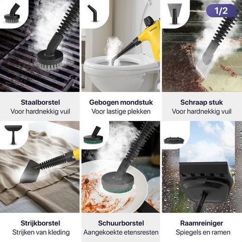 LUMAN 16 in 1 Stoomreiniger C3 - Steam Lock Functie - Handstoomreiniger - Handstomer - Vlekkenreiniger - Tapijtreiniger - Incl. Opbergtas en 16 Opzetstukken - 1050 Watt - 450 ML - Geel - 760d15189f772d6e7e4a41d4ed3c638f98746cd8_Enriched_product_image