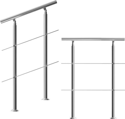 Monzana Trapleuning 80 cm - Met 2 Spijlen – Roestvrijstaal - 7b7e6cd5e2ad5af2375397653950fe228daee8f3_Enriched_product_image