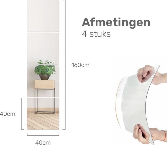 XL plakspiegel 40x40 - 4 stuks - Zelfklevende - Plakspiegels - Hollywood make up spiegel - Deur - Spiegel - Folie - Badkamer - Grote - Sticker - Pas - Wand - Spiegel - 7bae02e9c6431a6f5c3e84d66be7521b9e17330c_Enriched_product_image_1abd15ff-9e17-49f5-8b8c-a087378c8c52