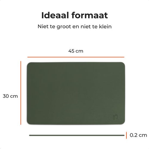 Castagnola Lederlook Placemats - Antislip Placemat van Kunstleer - Waterafstotende Onderlegger - Onderzetter - 6 Stuks - 45 x 30 cm - Groen - 7c0a315157cc63857926a4504115b58ead6cd0d5_Enriched_product_image