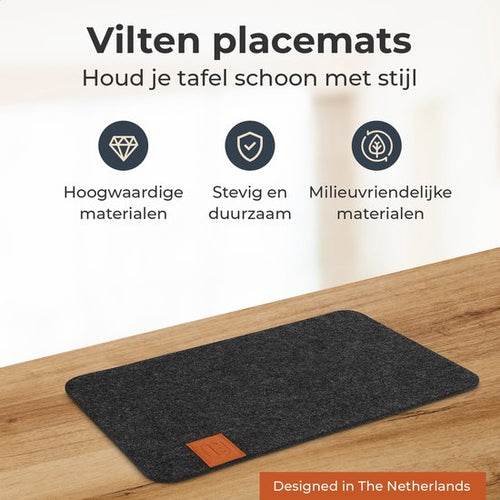 Castagnola Placemats – Set van 6 – Vilt – Antraciet – 44 x 30cm – 5mm dik – Anti-slip – Hittebestendig – Duurzaam - 812ee16ede87c5fc13f06f51fc640a103770e944_Enriched_product_image_f69cfc67-4258-4e3c-a50e-3e72e700cf68