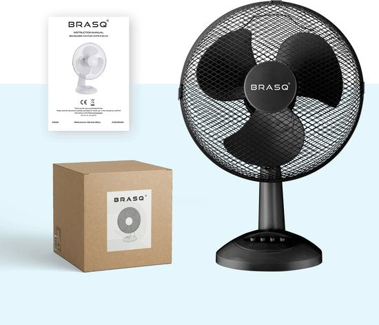 BRASQ Tafelventilator - 30 cm - Zwart - 3 snelheden - Statiefventilator - 40 Watt - 881d0f214b7ac8fe0b9d58557193bf330fa91230_Enriched_product_image_8ce584b7-10f1-4637-a735-8090f1d0fd16