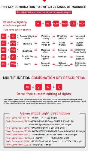 Fuegobird K1 Mechanisch Gaming Toetsenbord - 104keys - Rode Switch - Qwerty - Mechanical Keyboard - Grijs/Zwart - 8a5b283e-2c06-4d22-a69e-d61b7f1c6303