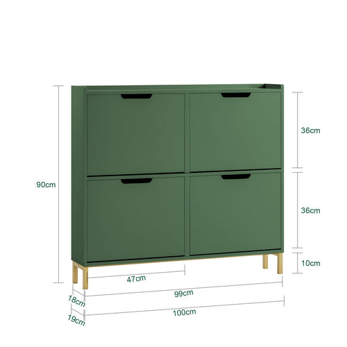 SoBuy Schoenenkast FSR100-SY - 4 Ladekleppen - 100 x 19 x 90 cm - Groen - 95a1866cabb18c94fdc3e10b89a5a5eb86c0c79c_FSR100_SY_G001_1_57f4f5ef-8667-4818-9687-86f120ff2407