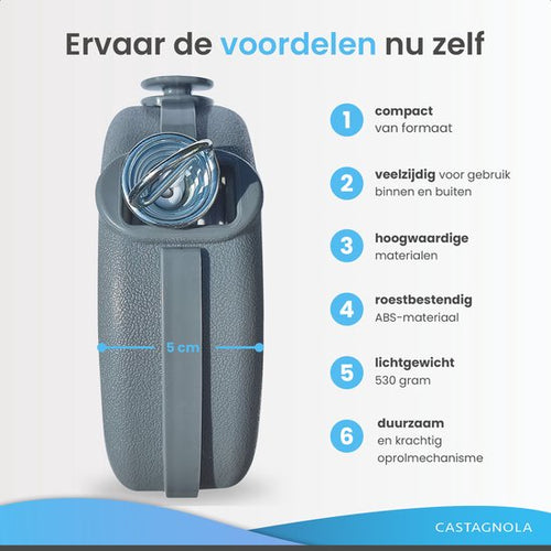Castagnola Roldrooglijn - Waslijn Uittrekbaar - Waslijndraad - Drooglijn 12 Meter - Draagkracht tot 13 Kg - 98cf40f800e49bff04d5f8435a84562956faa817_Enriched_product_image_d99d55ba-602a-4413-b268-f820cc94d1b9