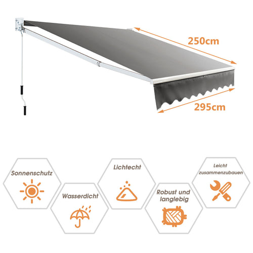 Coast Zonnescherm – Intrekbaar & Waterafstotend – 295 x 250 cm – Grijs - 9a56daa1-a780-4a7d-a544-6b0a0aabaf14_555219b9-3d49-4011-9ef5-50dff0fde6c7
