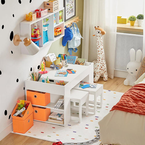 SoBuy Kindertafel - KMB75-W - MDF - Tafel & Krukje - 87x50x50cm - Wit - 9a906db03295efaebd79cc363c621e03cd713b14_1052669071_max
