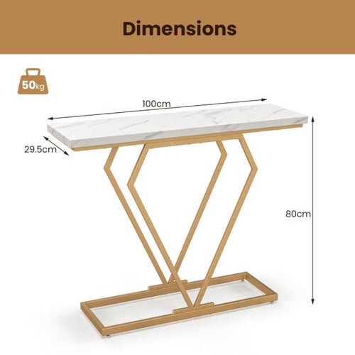 Coast Consoletafel - MDF & Metaal - Incl. Anti-kantelset - 100 x 29,5 x 80 cm - Wit - 9bbeeaba37ff0866922140cc95d9154ccce53ffc_11764_witte_entreetafel_bijzettafel_marmeren_consoletafel_9_26___7_a058e328-2b04-423a-917c-94275c6c0b0e