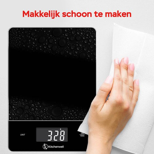 Kitchenwell Digitale Precisie Keukenweegschaal – Weegschaal Keuken - 1gr - 15kg – Tarra Functie - Zwart - 9db036597f88f0775d99c21dbd1c4675b5d288a4_Enriched_product_image