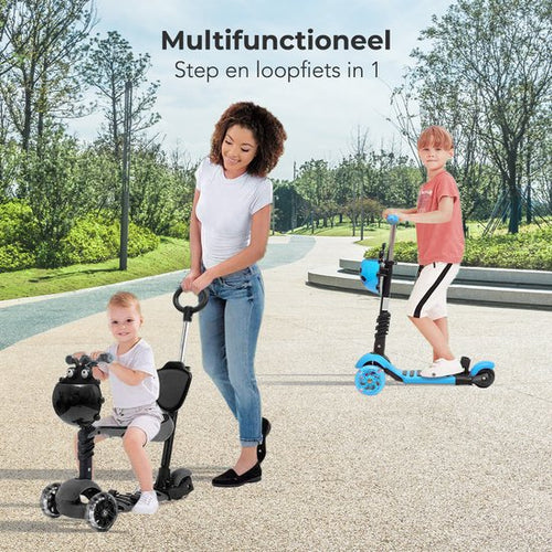 LifeGoods MultiRider - Kinderstep met Duwstang - 3 tot 8 Jaar - Hoogte Verstelbaar - Jongens/Meisjes - Lichtgevende LED Wielen - Zwart - 9e891dbd94de276a72a5c10205f00d3532c1d9b7_Enriched_product_image