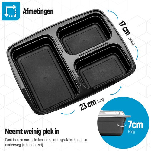 Fitcrafters Meal Prep Bakjes - Vershoudbakjes - Diepvriesbakjes - 14 Stuks - 3 Compartimenten - 1L - BPA vrij - 9f854bd845dc5ea469549563eb773b84b06e86ec_Enriched_product_image