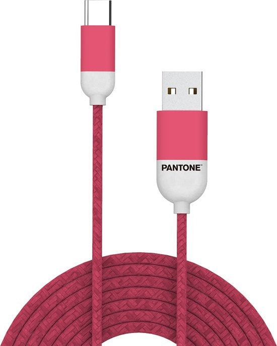 USB-Kabel Type-C, 1,5 meter, Rood - Rubber - Celly | Pantone - a20be10d-7c45-4d34-9b48-1a6f0cbff19d