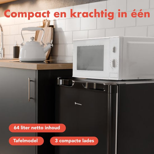 KitchenBrothers Vriezer - 64L - Compact Tafelmodel - 3 Vrieslades - Diepvrieskast - Vrijstaand - Zwart - a664bb059488ea9d98b3a42795de918e2f312b0a_Enriched_product_image