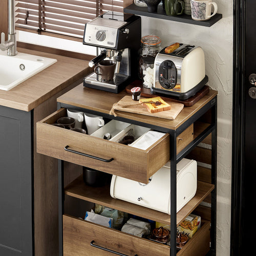 SoBuy Keukenwagen met 1 plank en 2 lades - Max. 63KG - 60 x 45 x 90 cm - Houtkleur - a6fd918e-7c7d-4b46-b2f4-abdce86c073d