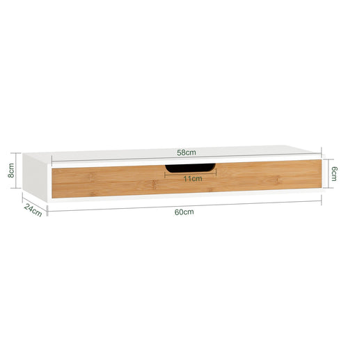 SoBuy Wandplank met 1 Lade - Max 5. kg - 60 x 25 x 8 cm - Wit/ Bruin - ad613418-cae2-461e-84b7-f87aa7b8a3da
