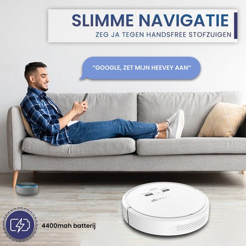 Heevey Robotstofzuiger – Dweilfunctie & App-bediening – 120 min batterij – 32 x 32 x 7.8 cm – Wit - b4cbfb9fee1ddf43f5094ac8838b556c7de87e81_550x550_1_4efb92c4-6283-4a5b-92c1-fc2e98b4deb1