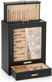 Yorbay Seelux Sieradendoos Met 3 laden en Glazen Venster - Zwart+Goud - b559134264b1a3bed54b348885f8e218646fe453_image_1
