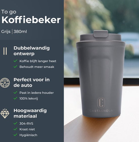 Castagnola Thermosbeker - Koffiebeker To Go - Travel Mug voor Koffie en Thee - Theebeker - 380 ML - RVS - Grijs - b5f02c9d27fed7ff877a0ee4feb19da36b16fa25_Enriched_product_image_146a5c4c-ea37-4973-9326-daa9fafd259c