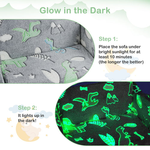 Coast 2-in-1 Kinderbank met Deken – Opvouwbare Peutersofa in Grijs, 108 x 70 x 27 cm, Met Glow-in-the-Dark Effect - b8165ffd7dd621786e2b2f40030053beb05558fe_Kids_Couch_with_Blanket_2in1_Folding_Glow_in_the_Dark_gr_8_1