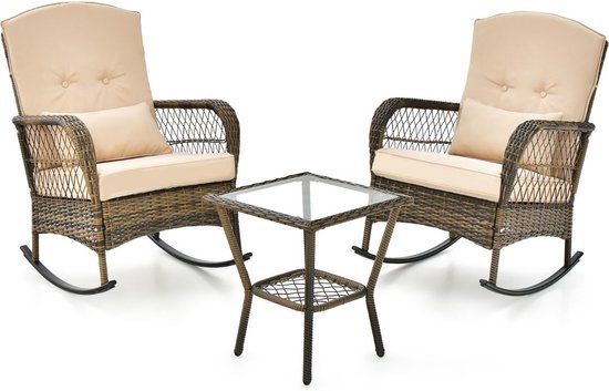 Coast Tuinset – 3-Delig & Incl. Schommelstoelen – max. 150 kg – 67 x 86 x 96 cm – Bruin - b975cc4bddd88f35b0d26db6bfac01093a700dc9_Enriched_product_image