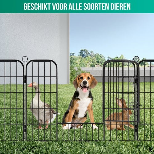 Avalo Puppyren Ø210cm Opvouwbaar Zwart - 8 panelen 80x60cm - Dierenren / Konijnenren / Hondenren - be21180b-32d9-4a4d-8b84-ff52306947ee
